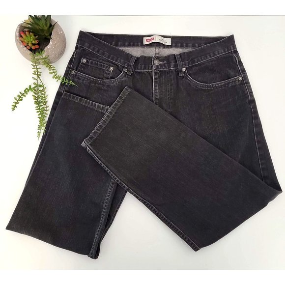 Levi's 505 Unisex Regular Fit Black Jeans Size 16H 34 x 28 - Picture 2 of 5